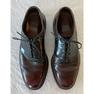 ALLEN EDMONDS 8D BURGUNDY  "POLO" SADDLE PLAIN TOE DRESS SHOE LACE